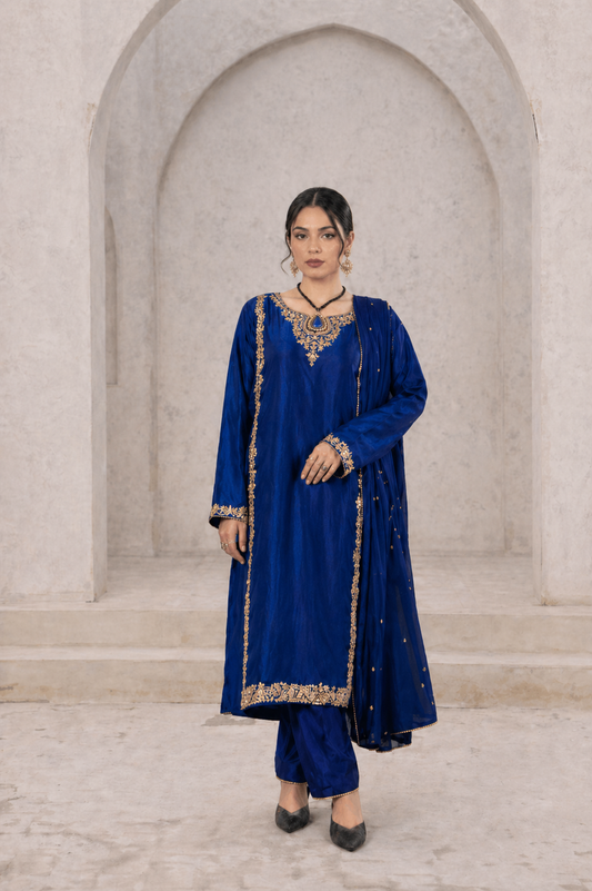 QL-PW26011-Premium Silk Readymade 3-Piece Suit - Queen Libas Pakistan