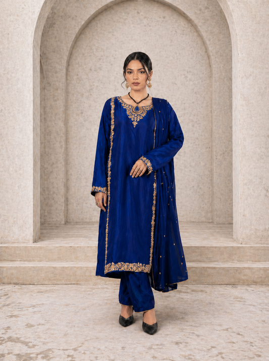 QL-PW26011-Premium Silk Readymade 3-Piece Suit - Queen Libas Pakistan