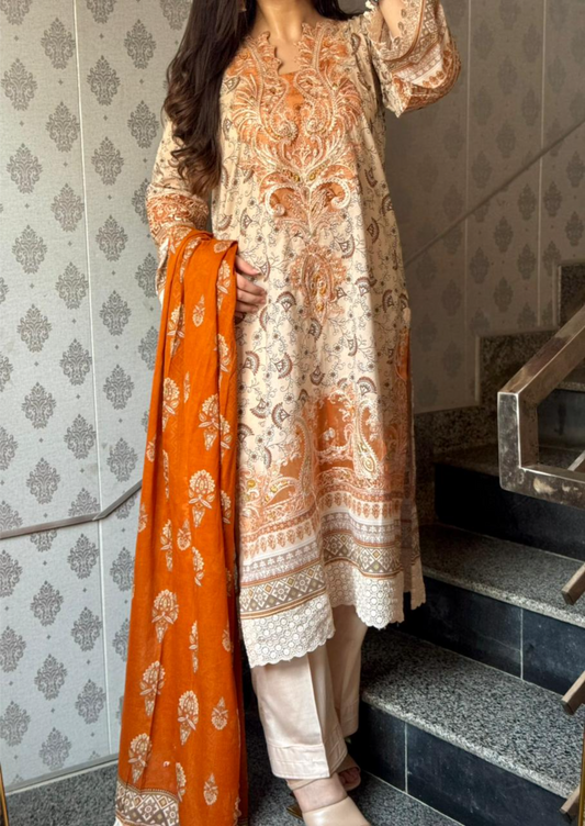 Sahar Lawn Suit - Elegant 3-Piece Ready to Wear Ensemble