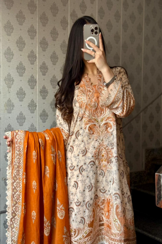 Sahar Lawn Suit - Elegant 3-Piece Ready to Wear Ensemble